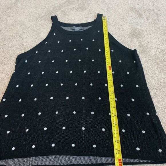 BELLE By Belldini Black white polkadot knit tank top sweater Sz L NWT ￼ - Picture 11 of 12